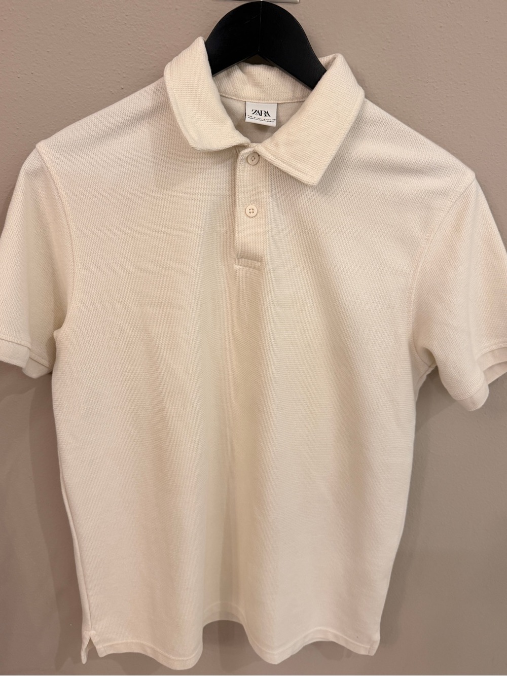 Zara Men Cream Pique Polo Shirt